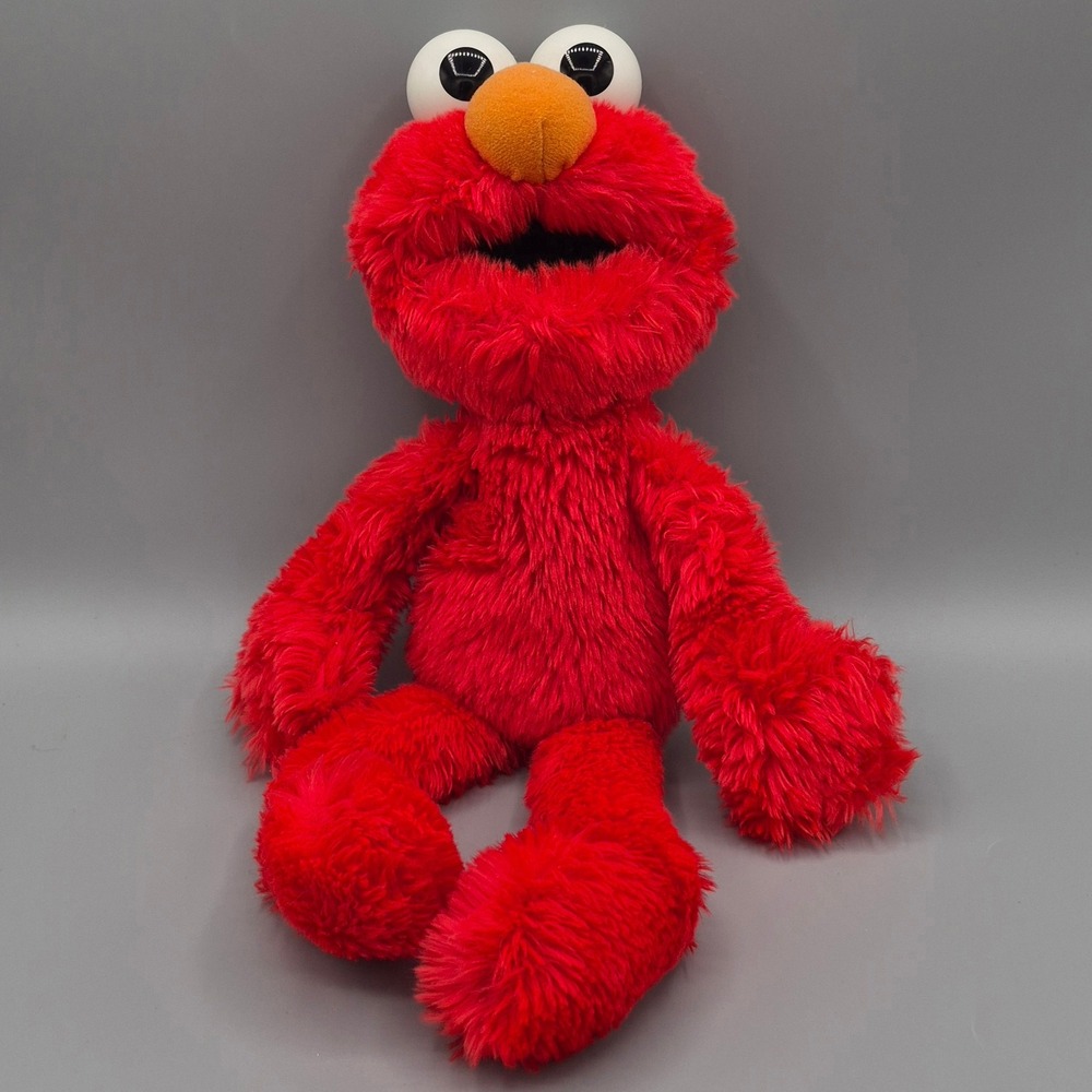 Sesame Street Elmo Plush Stuffed Animal Red Shaggy Faux Fur Floppy Toy 15 Inch